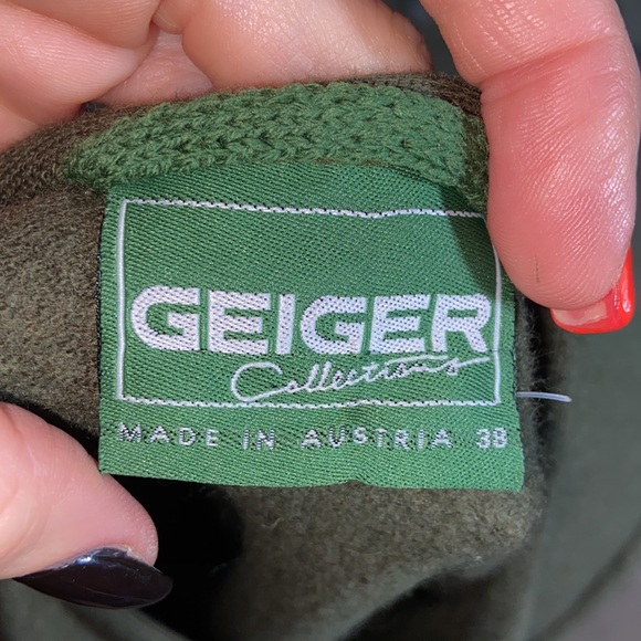 Nwot Vintage Geiger Boiled Wool Button Crop Green Jacket Blazer cardigan - Picture 8 of 10